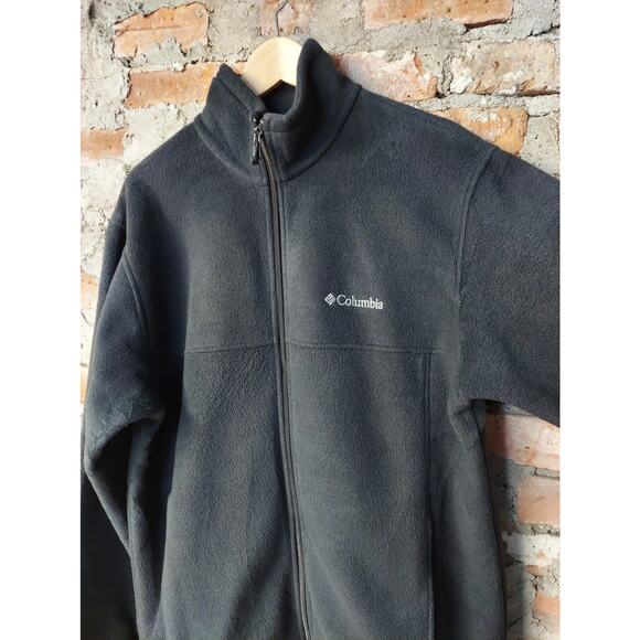 Columbia Mens Fleece Jacket L Black Full Zip Outdoor Hiking Sweatshirt - Picture 3 of 4